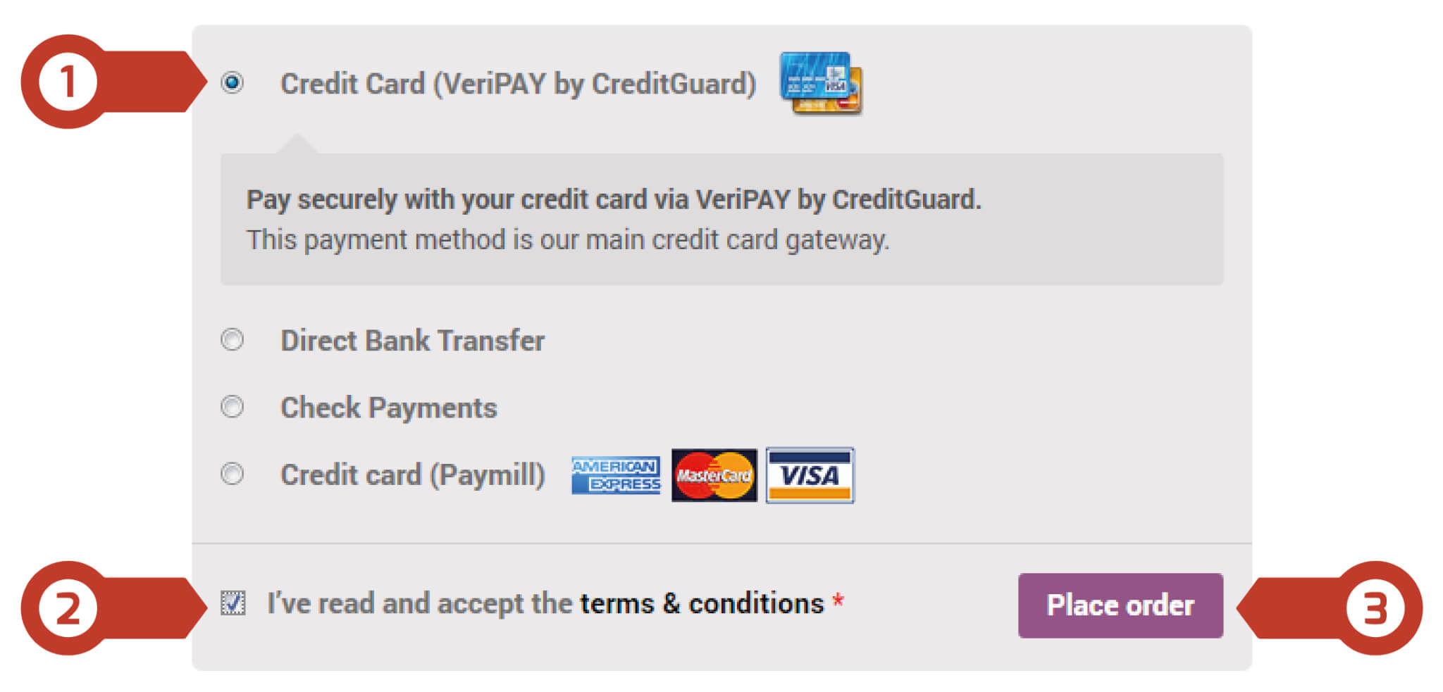 choosing the payment method